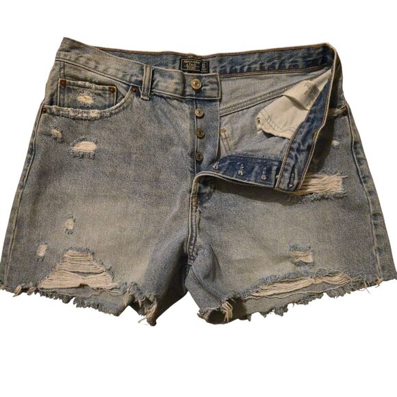 Abercrombie & Fitch 31/12 High Rise 4" Shorts Button Fly Raw Hem Preppy School - Picture 1 of 7